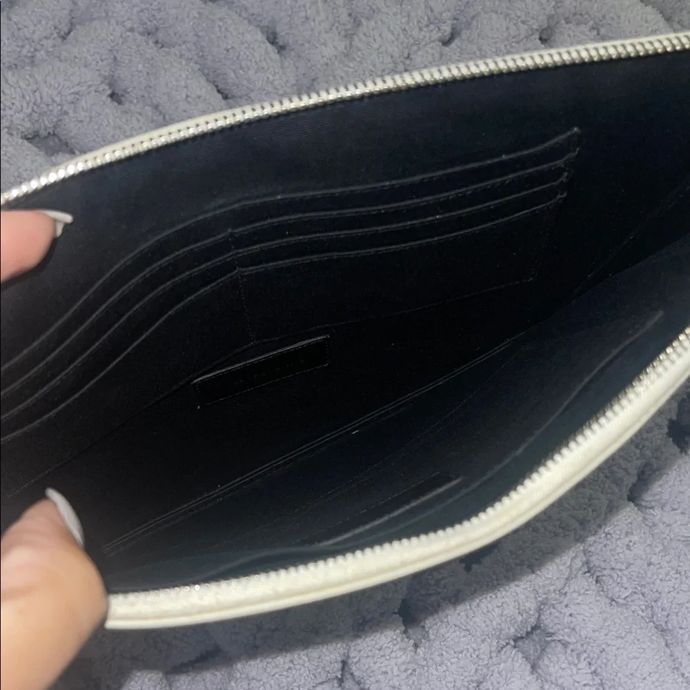Saint Laurent Ivory Leather Clutch